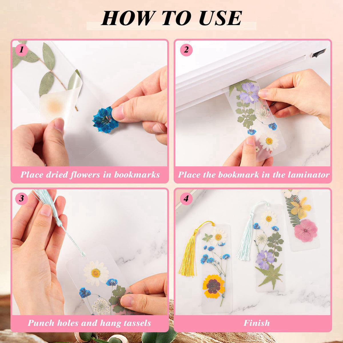 WSICSE 326Pcs Pressed Flower Bookmark Making Kit, DIY Bookmark Kit for Book Lover – full view
