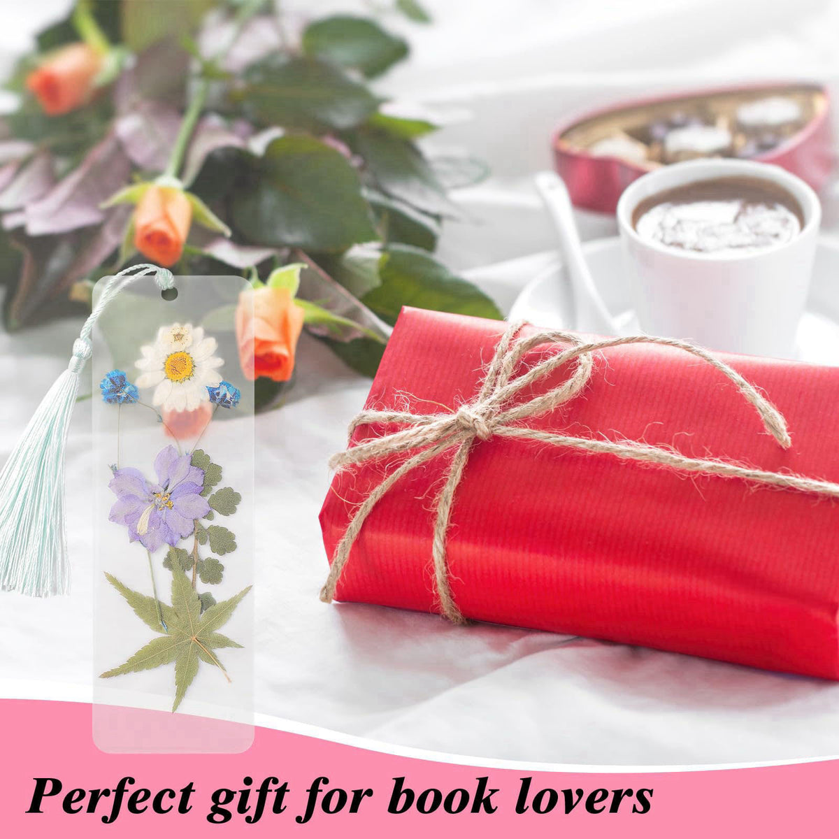 WSICSE 326Pcs Pressed Flower Bookmark Making Kit, DIY Bookmark Kit for Book Lover – back view and specifications