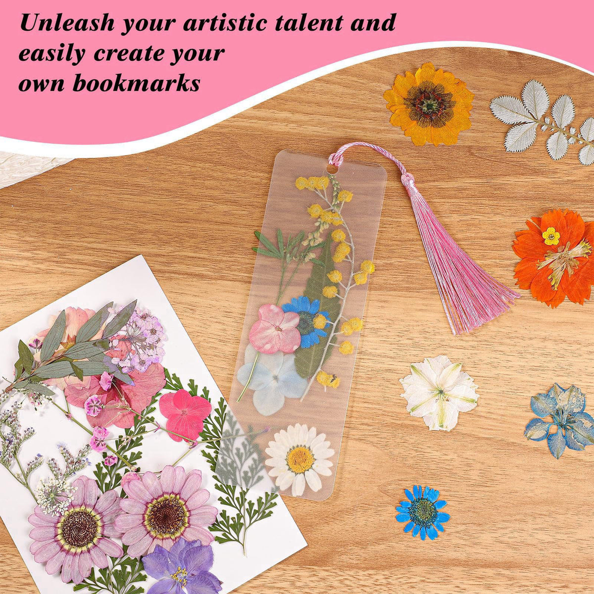 WSICSE 326Pcs Pressed Flower Bookmark Making Kit, DIY Bookmark Kit for Book Lover – alternate angle