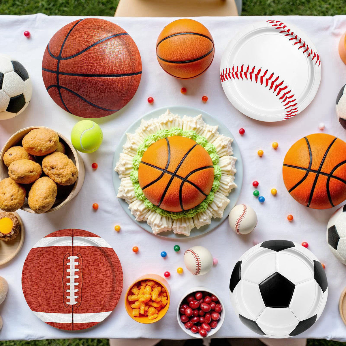 Gatherfun Sports Themed Birthday Party Kit for 24 - Includes Sports Banner, Tablecloth, Cups, Plates and Napkins for Boy