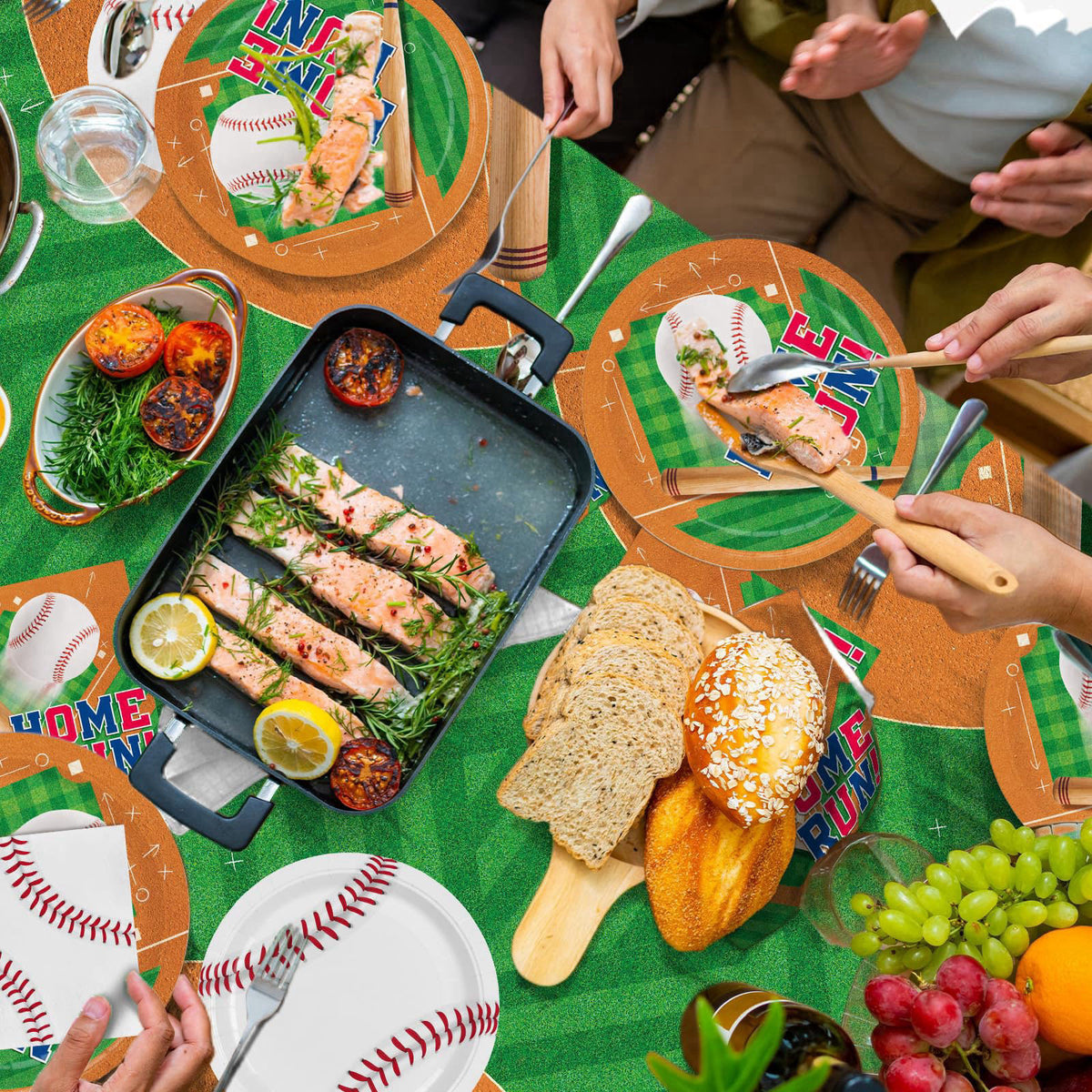 Gatherfun Baseball Party Supplies Kit for 24 - Complete with Dinner & Dessert Plates, Napkins, Cups, Banner & Tablecloth