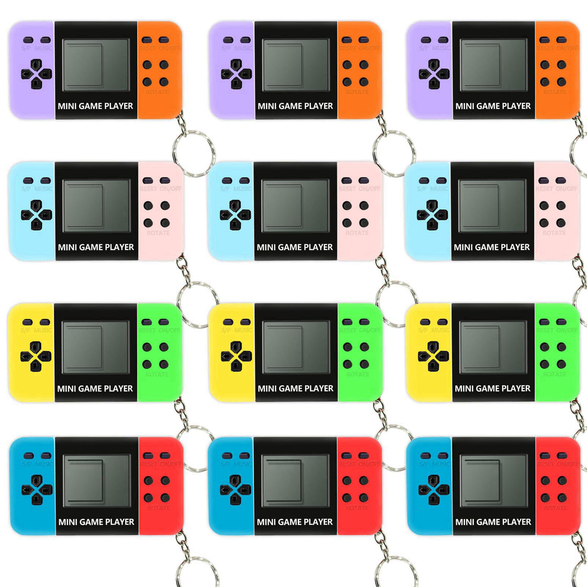SSZS 12 Pcs Video Game Party Favors for Kids, Mini Gaming Party Favors Video Game Keychain Birthday Party Supplies Retur
