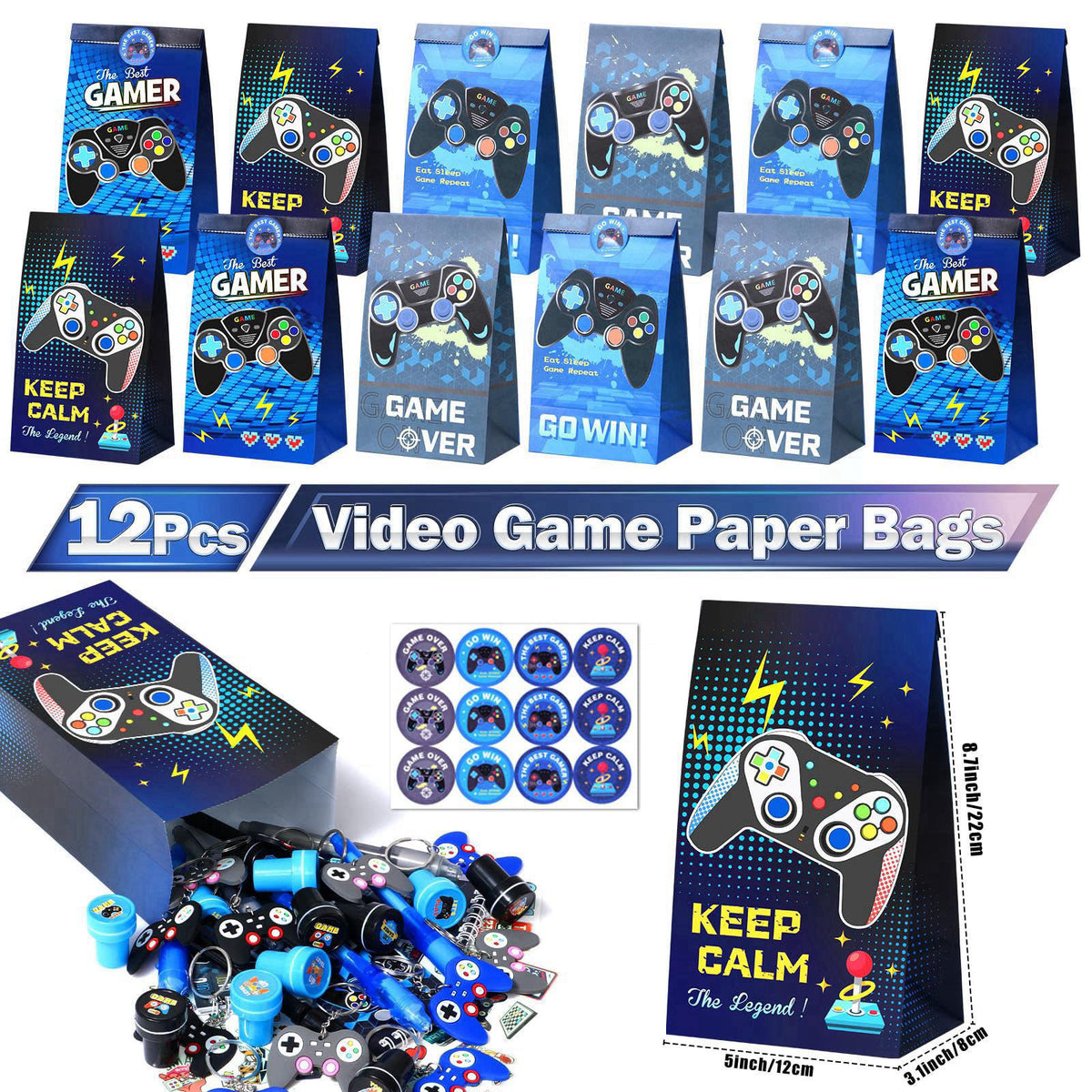 Mishopy 84Pcs Video Game Party Favors Birthday Supplies Kids Boys Invisible Ink Pen Notebook Silicone Bracelet Stamper T