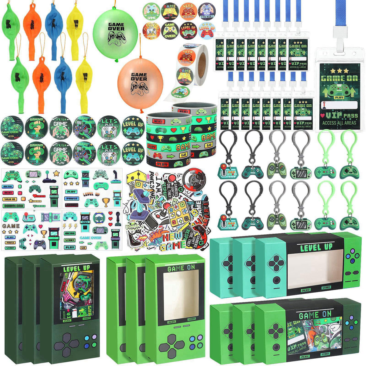 VercanMonth 147 Pcs Video Game Party Favors for 12 Kids Gamer Goodie Bag Stuffers for Boys Gaming Birthday Party Supplie