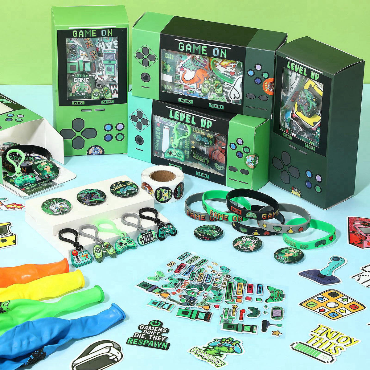 VercanMonth 147 Pcs Video Game Party Favors for 12 Kids Gamer Goodie Bag Stuffers for Boys Gaming Birthday Party Supplie