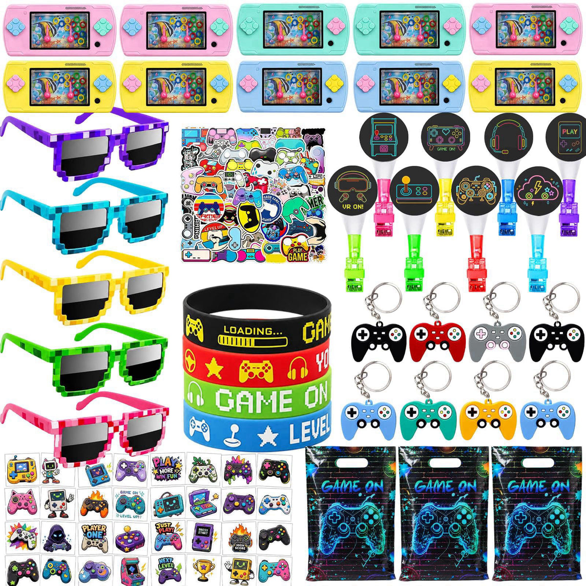 FSNBHGM 190 Pcs Video Game Party Favors, Gamer Birthday Goodie Bag Stuffers