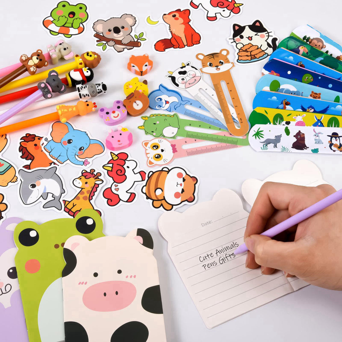 Yazetto 24 Set 244 Pcs Return Gifts for Birthday Party with Cups Gel Ink Pens 4-in-1 Pens Notebook Bookmark and Stickers