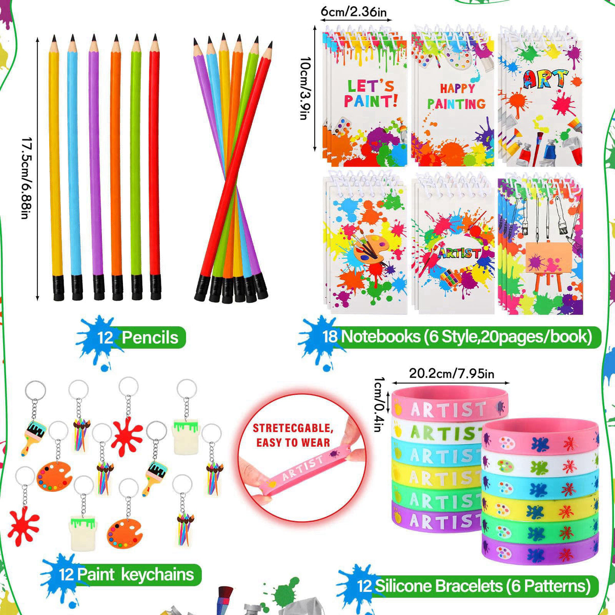 Jenaai 102 Pcs Art Party Favors for Kids Paint Birthday Party Decorations – full view