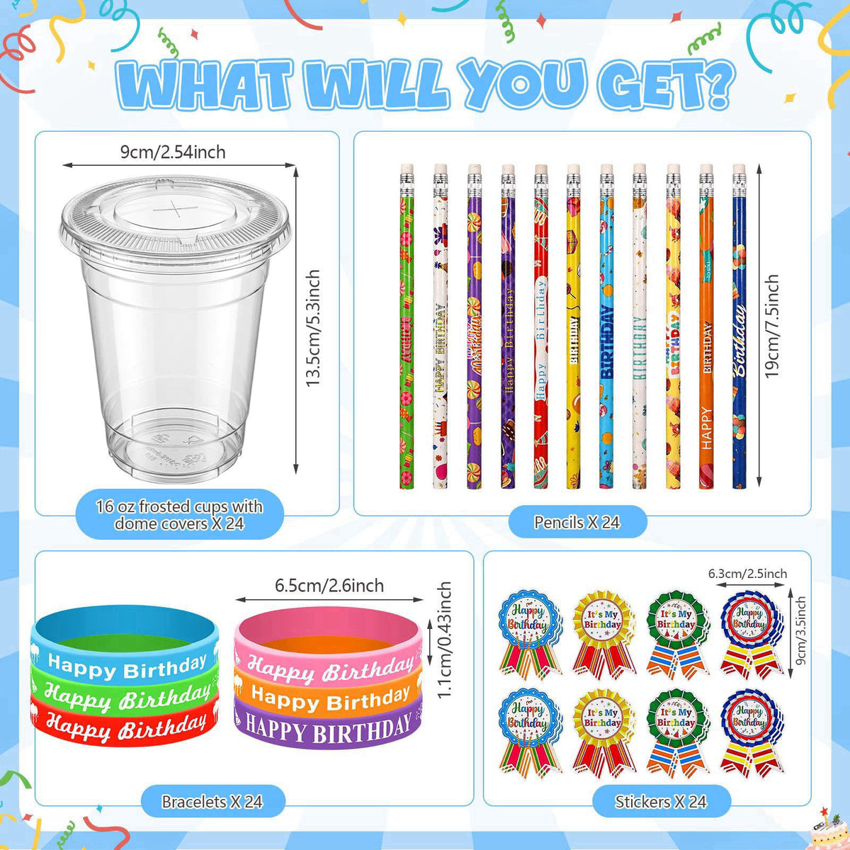 Baderke 12 Set Birthday Classroom Gifts for Students,School Reward, Animal – back view and specifications