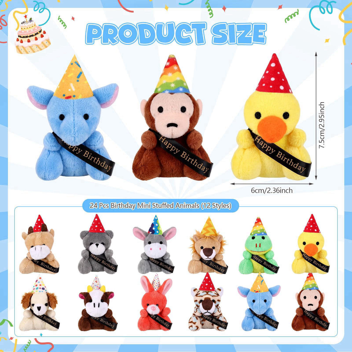 Baderke 12 Set Birthday Classroom Gifts for Students,School Reward, Animal – alternate angle