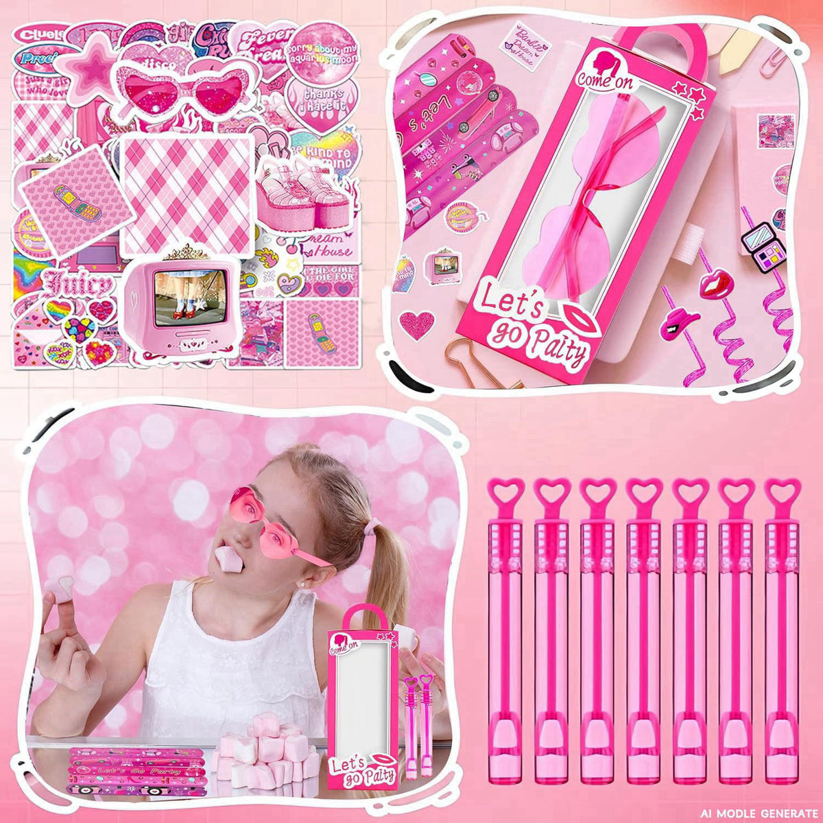 CHSLtmxq 122 PCS Pink Party Favors, Toy Goodie Bag Stuffers, Princess Set – back view and specifications