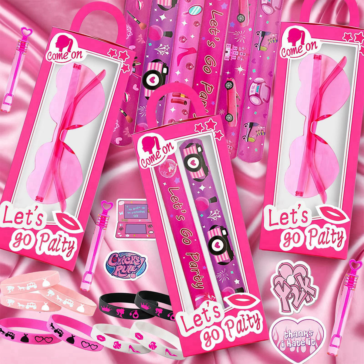 CHSLtmxq 122 PCS Pink Party Favors, Toy Goodie Bag Stuffers, Princess Set – alternate angle
