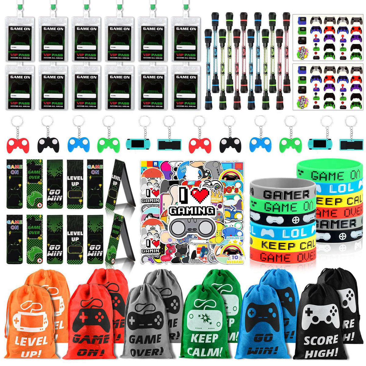 KISPATTI Video Game Party Favors, 124 PCS Gaming Birthday Party Supplies – product photo (Multi-Item Party Favor Packs)