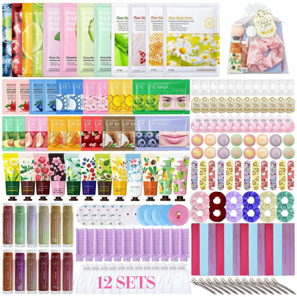 Comdian 180 PCS Spa Party Supplies for Women, Spa Party Favors Include Face Masks, Hand Cream, Lip Blam, Under Eye Patch