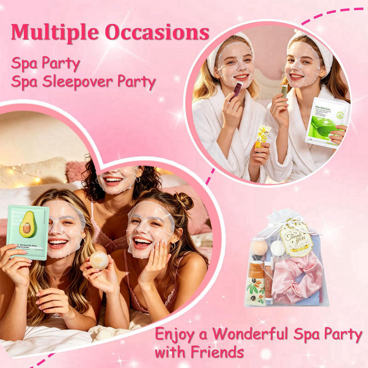 Comdian 180 PCS Spa Party Supplies for Women, Spa Party Favors Include Face Masks, Hand Cream, Lip Blam, Under Eye Patch