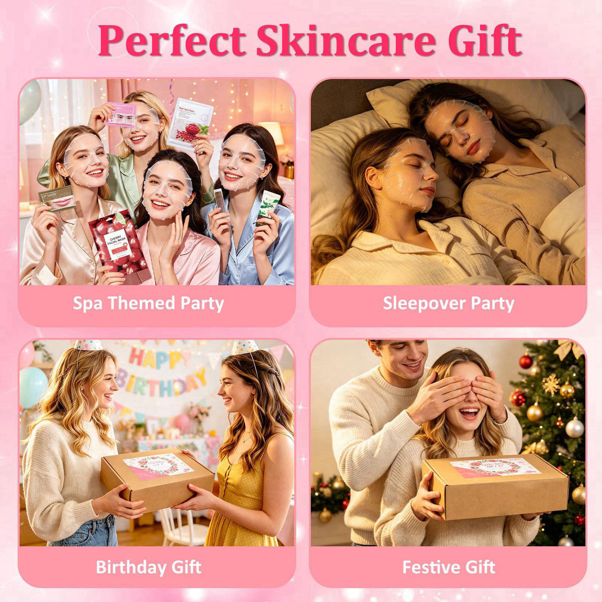 Comdian 180 PCS Spa Party Supplies for Women, Spa Party Favors Include Face Masks, Hand Cream, Lip Blam, Under Eye Patch