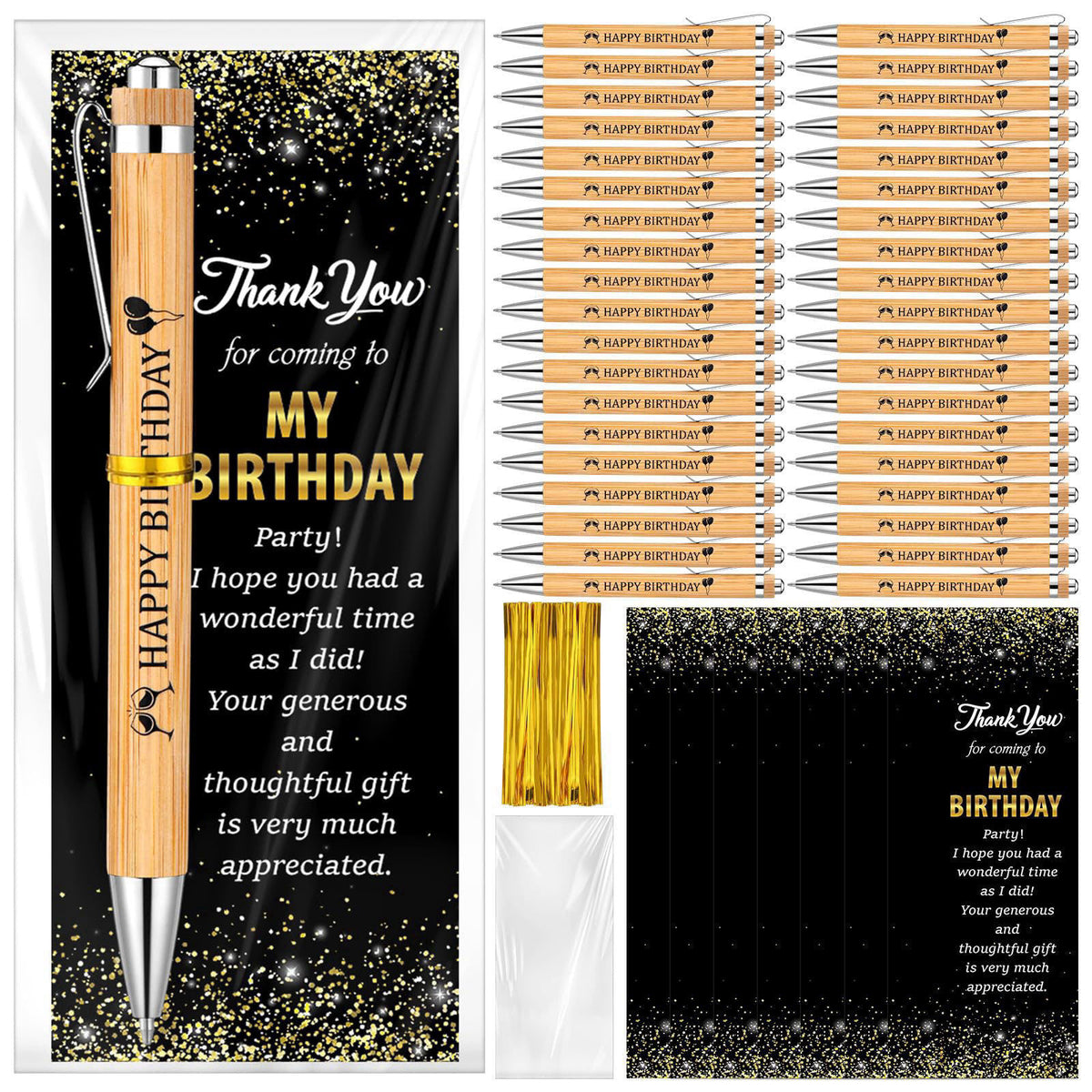 Sayglossy 50 Sets Happy Birthday Party Favors for Guests – product photo (Ballpoint Pens)