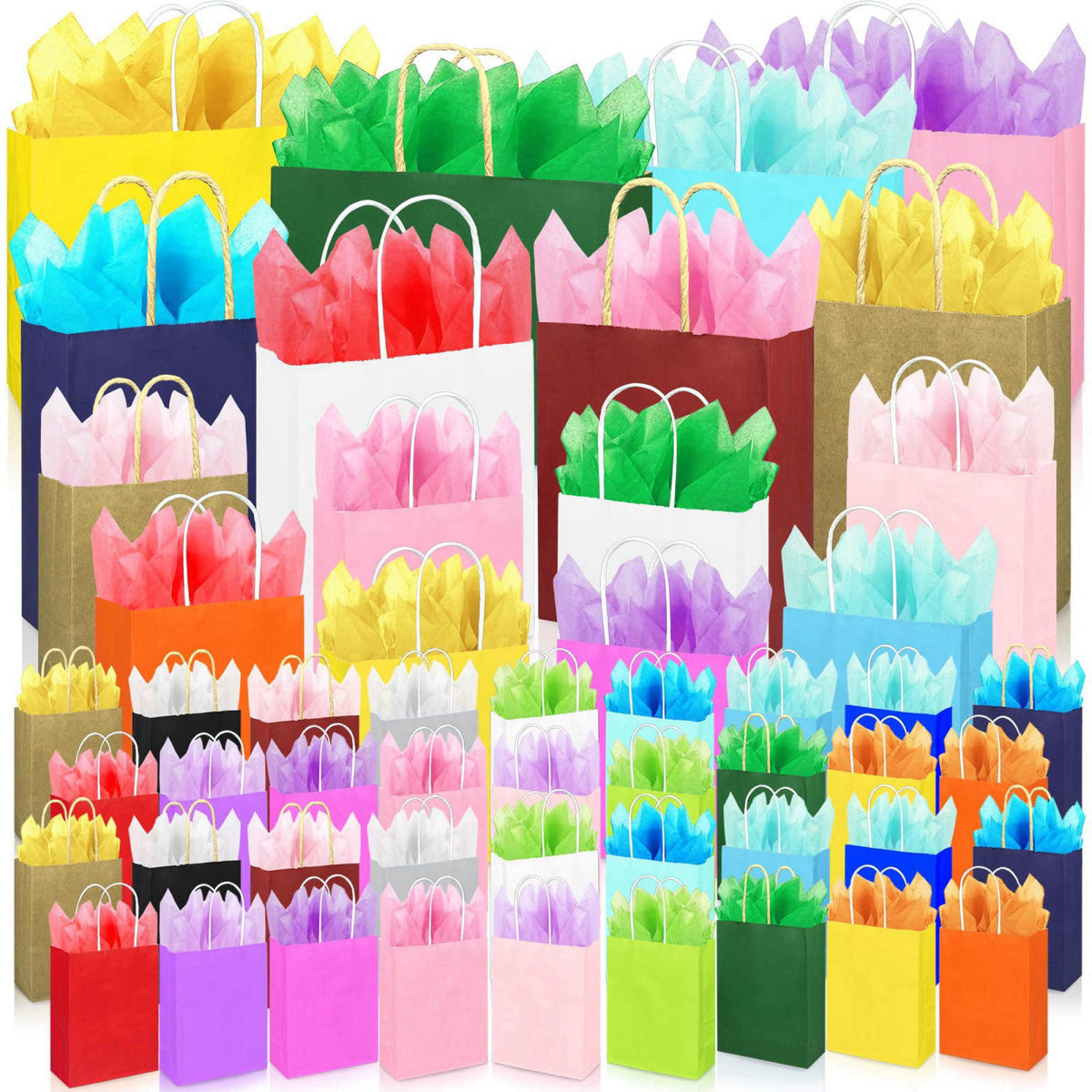 KEEPARTY 104 PCS Gift Bags with Handles Set 52 Bags 4 Sizes and 52 Tissue Sheets – product photo (Gift Bags)