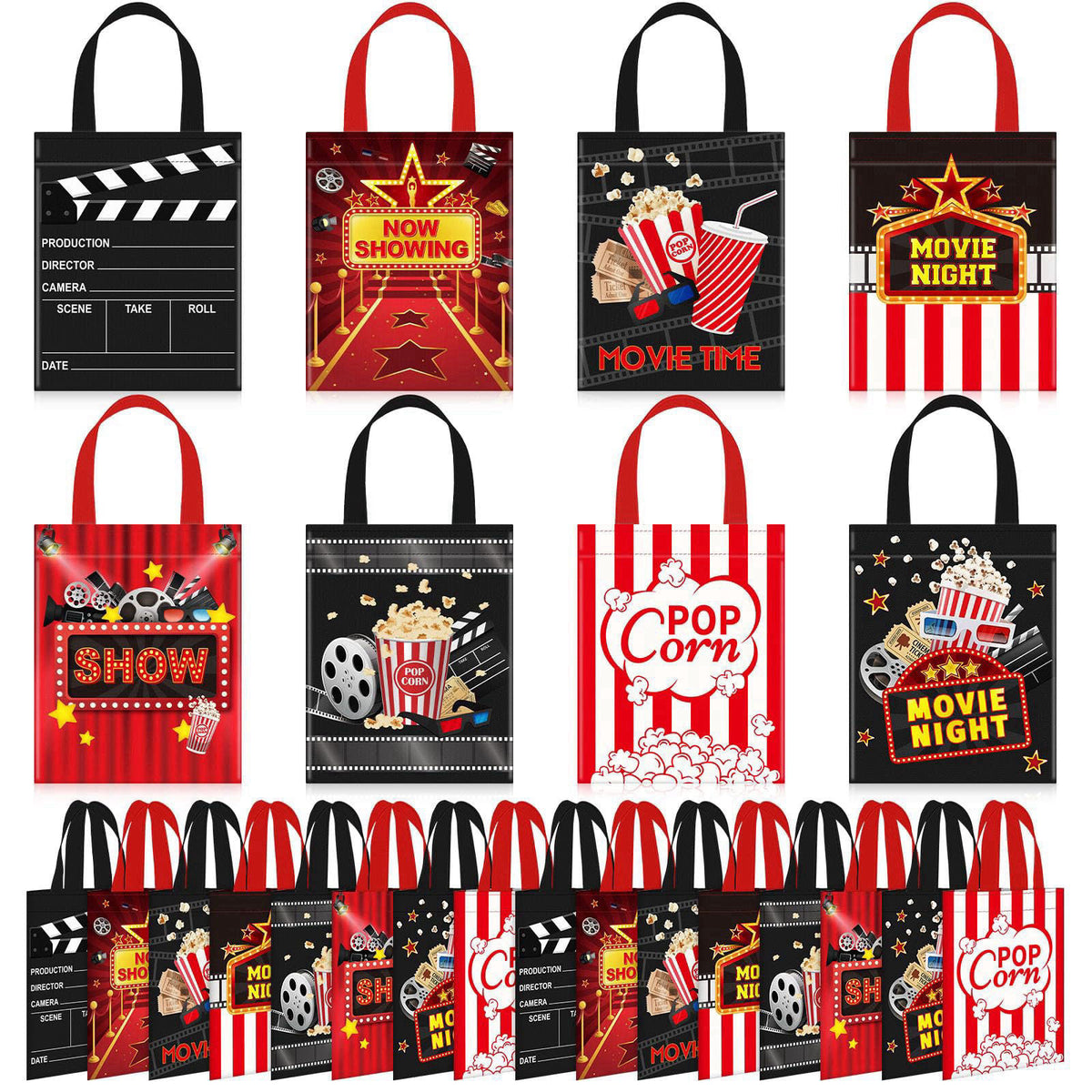 Photect 32 Pcs Movie Night Party Favor Bags, Non Woven with Handles – product photo (Gift Bags)