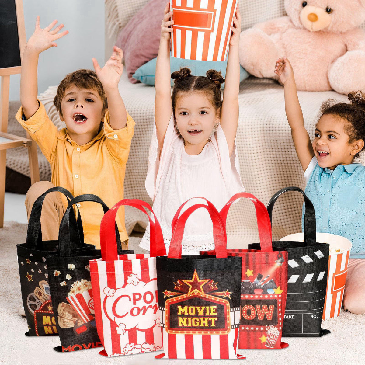 Photect 32 Pcs Movie Night Party Favor Bags, Non Woven with Handles – alternate angle