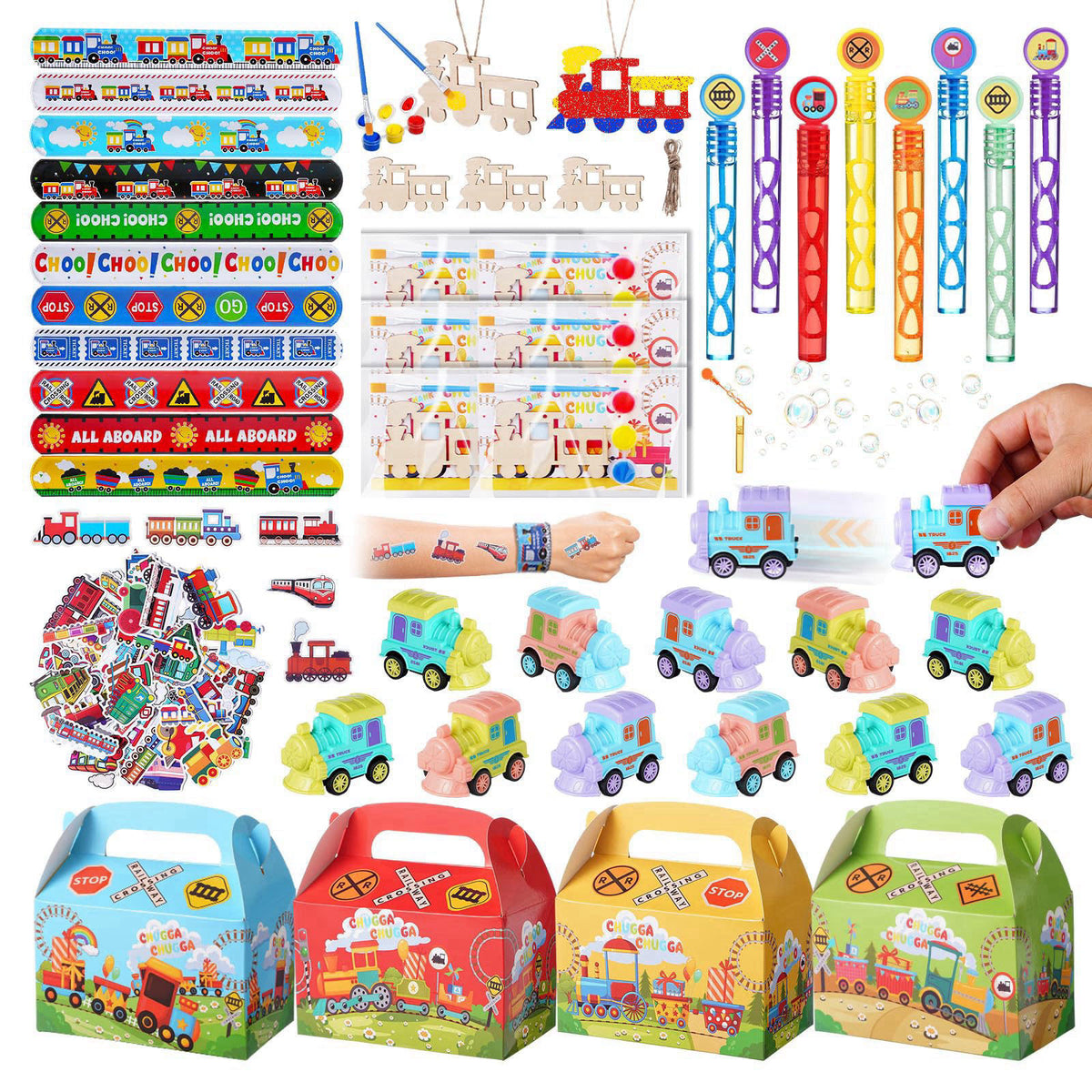 Vanblue 122Pcs Train Party Favors Birthday Themed Party Decoration