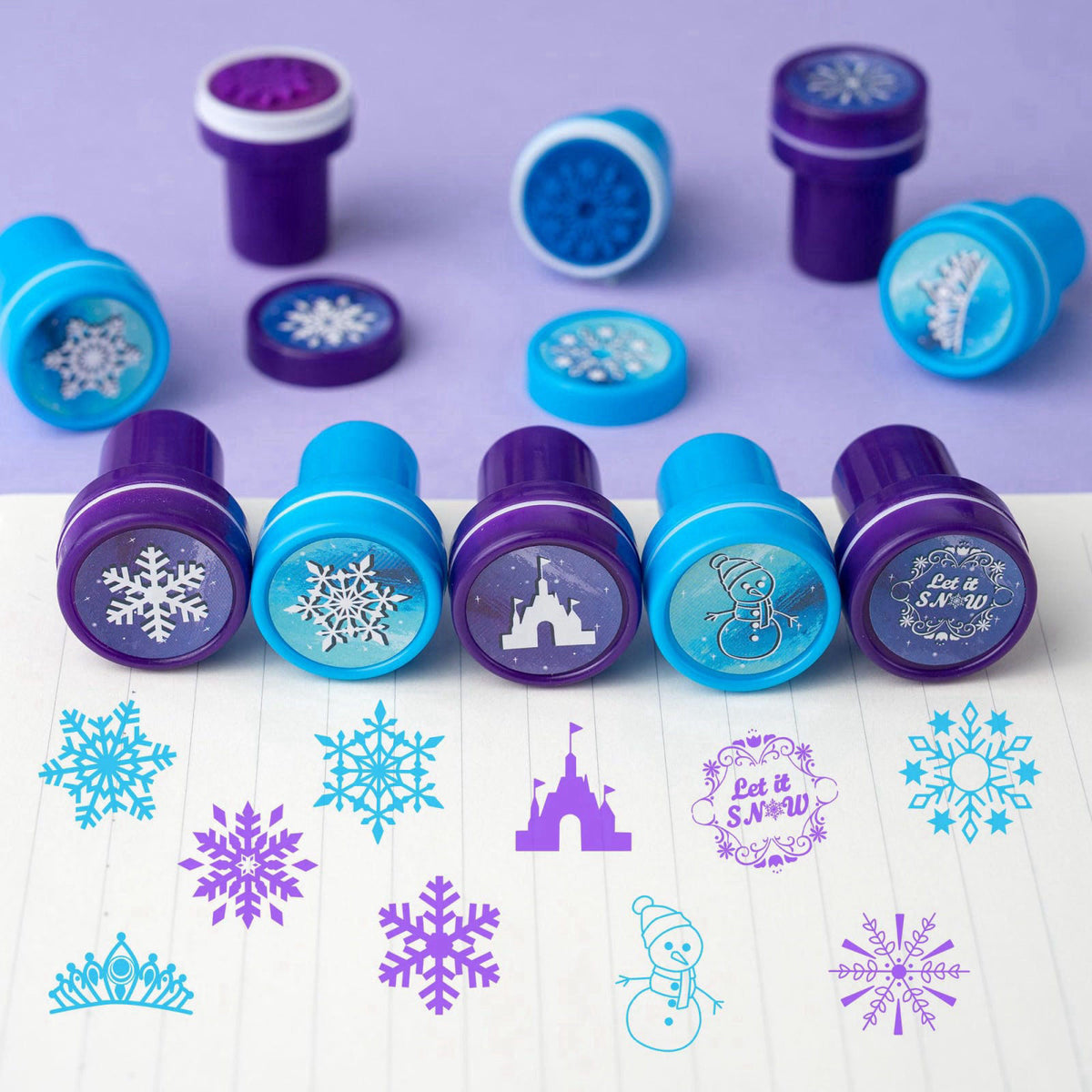 DMIGHT 130PCS Frozen Party Favors for Girls, Winter Birthday Supplies – back view and specifications