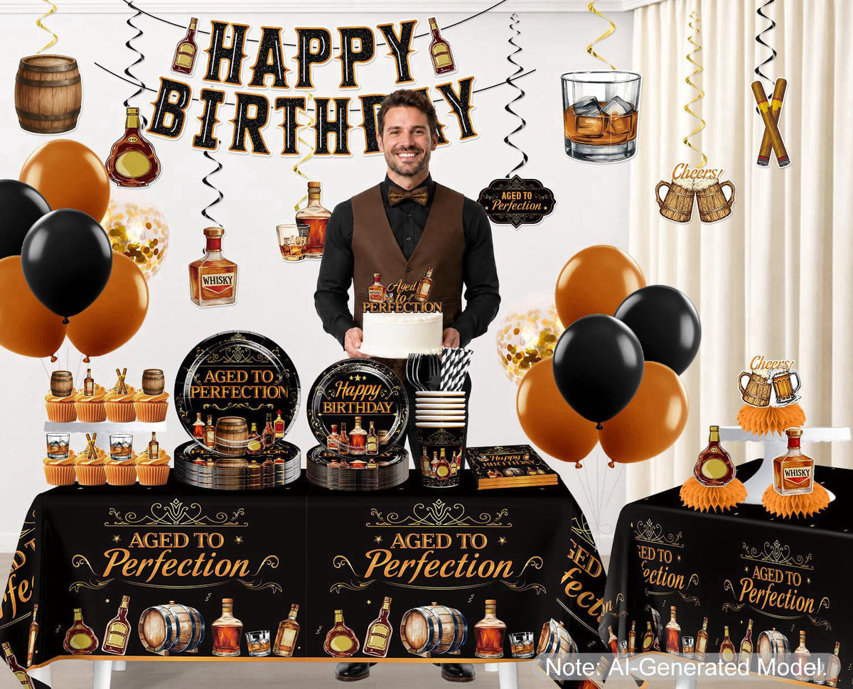 Yingoto 212PCS Aged to Perfection Birthday Decorations Men Serves 25 – packaging and label