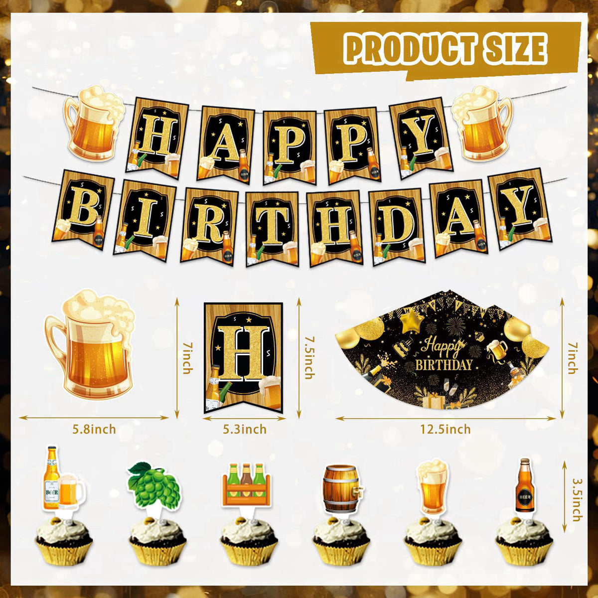 Mpanwen Beer Birthday Party Decorations, Beer Aged to Perfection Birthday Party Decorations Decor Supplies for Men - Bac