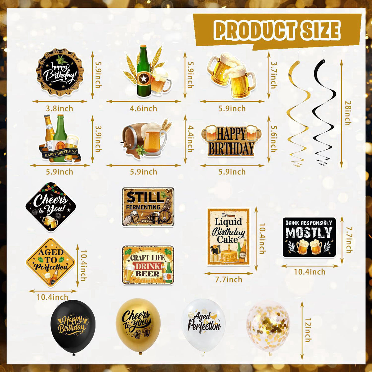 Mpanwen Beer Birthday Party Decorations, Beer Aged to Perfection Birthday Party Decorations Decor Supplies for Men - Bac
