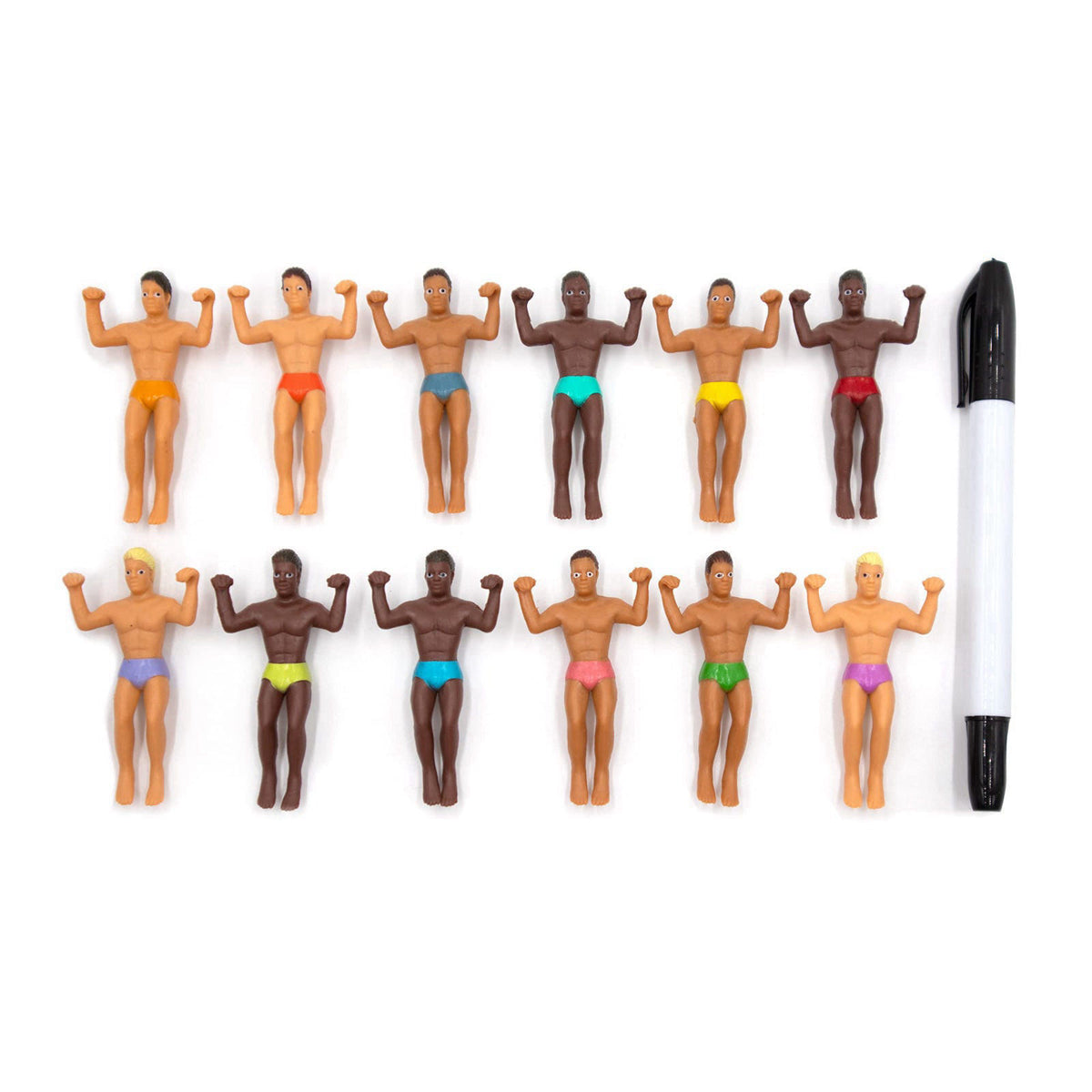 Drinking Buddies NPW Reusable Wine Glass and Drink Markers - Classics Style | Muscular Fun Party Pack | Party Favors | 1