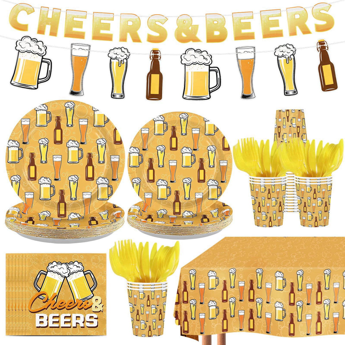 Greencian 171Pcs Cheers and Beers Party Supplies for Men Serves 24 – product photo (Party Packs)