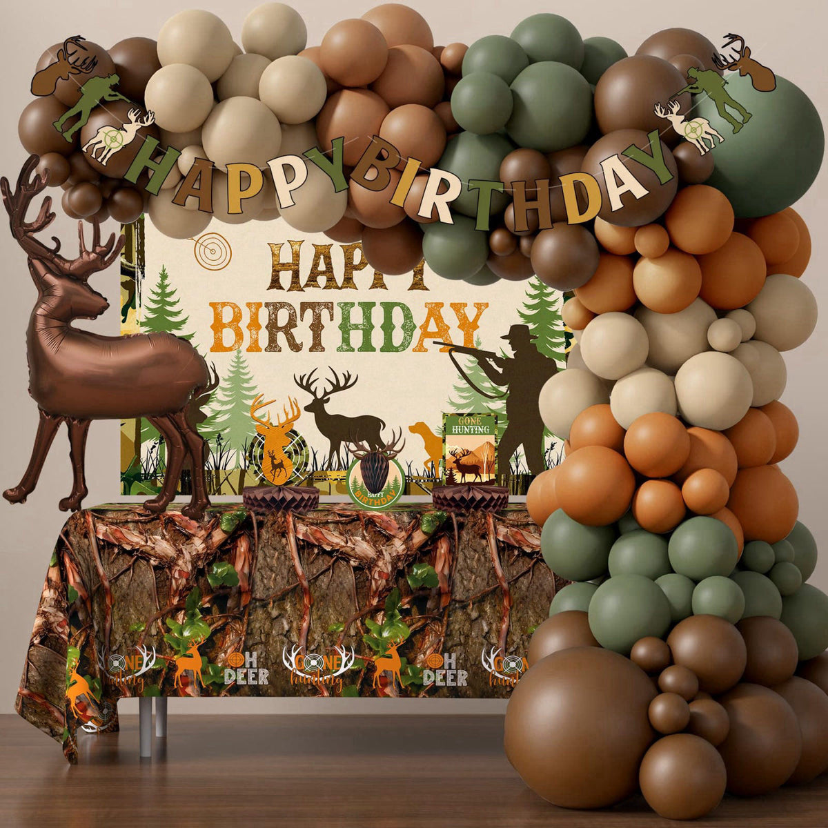 Monnberry Hunting Birthday Party Decorations Supplies, Camo Deer Hunting Birthday Decoration, Camping Picnic Bday Decor 