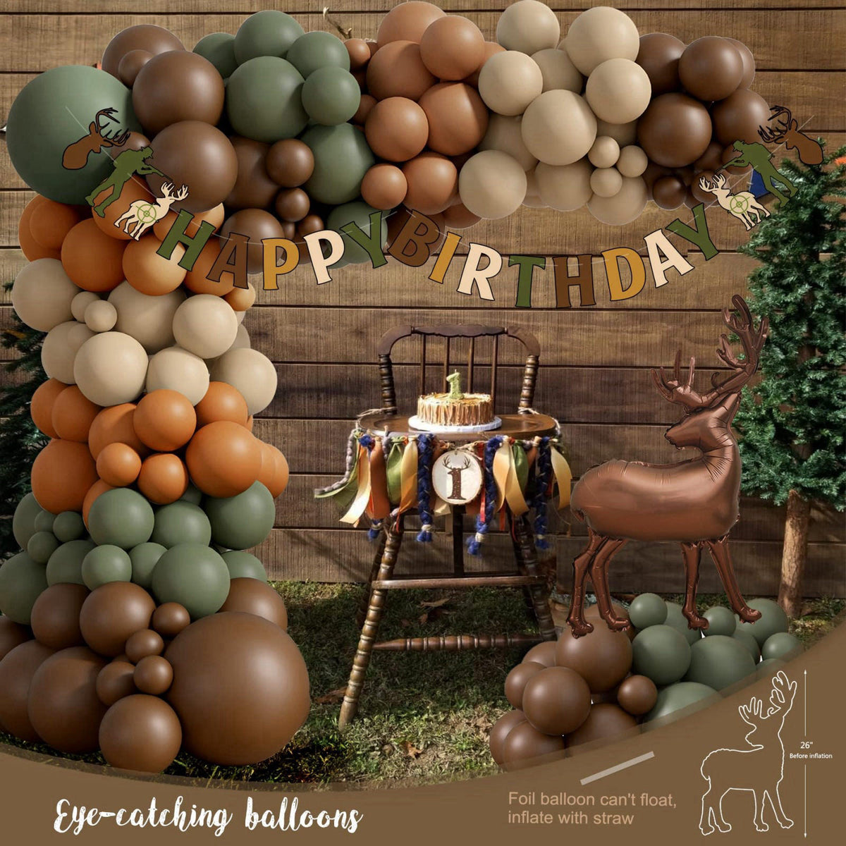 Monnberry Hunting Birthday Party Decorations Supplies, Camo Deer Hunting Birthday Decoration, Camping Picnic Bday Decor 