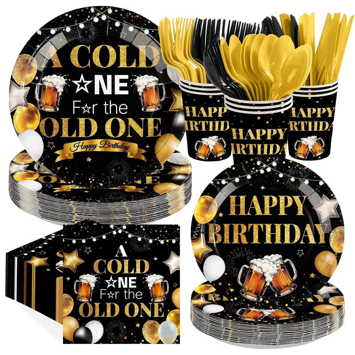Greencian 168Pcs A Cold One for The Old One Party Decorations, Serves 24