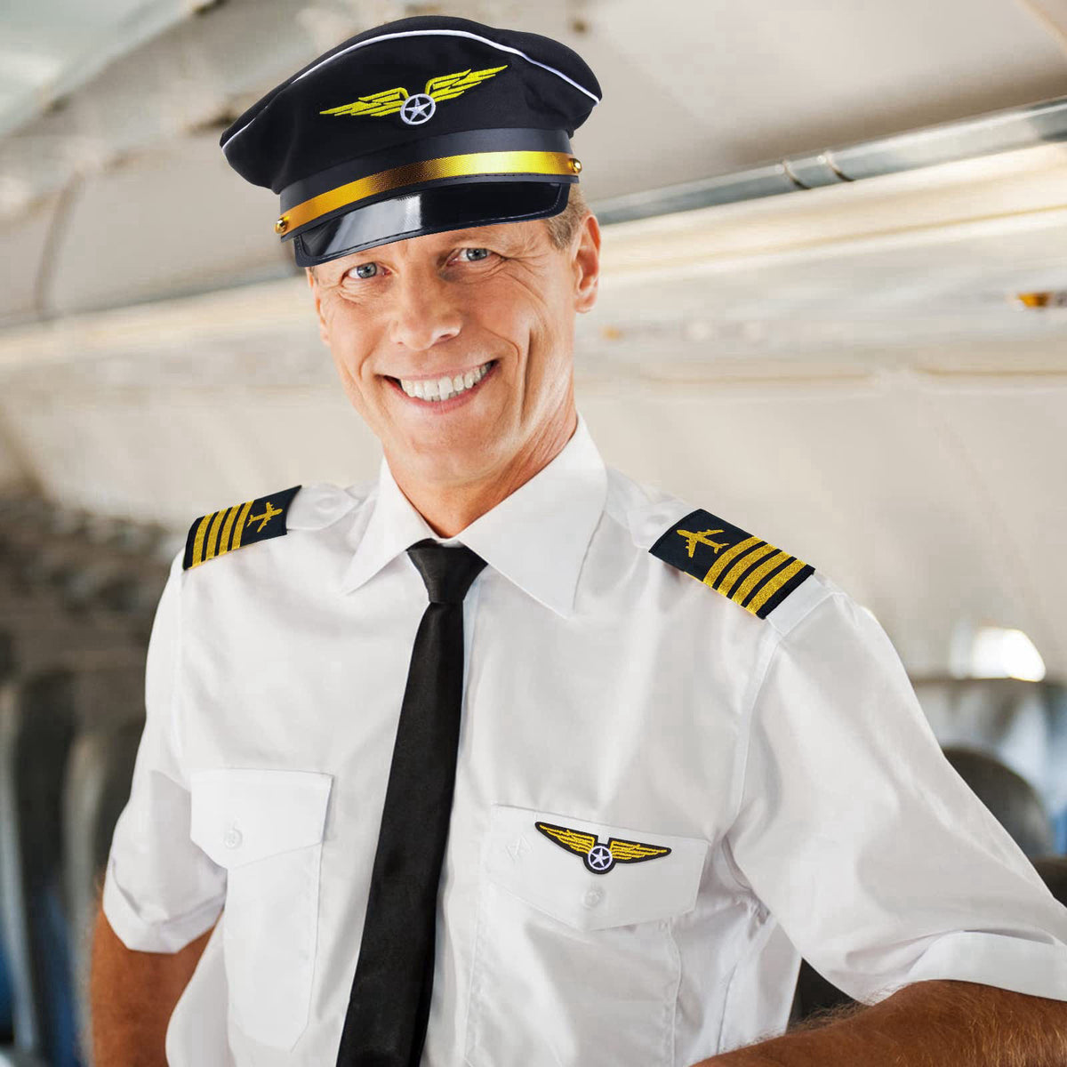 Yewong Airline Pilot Captain Hat Pilot Costume Accessory with Aviator Sunglasses for Adults and Teens Captain Halloween 