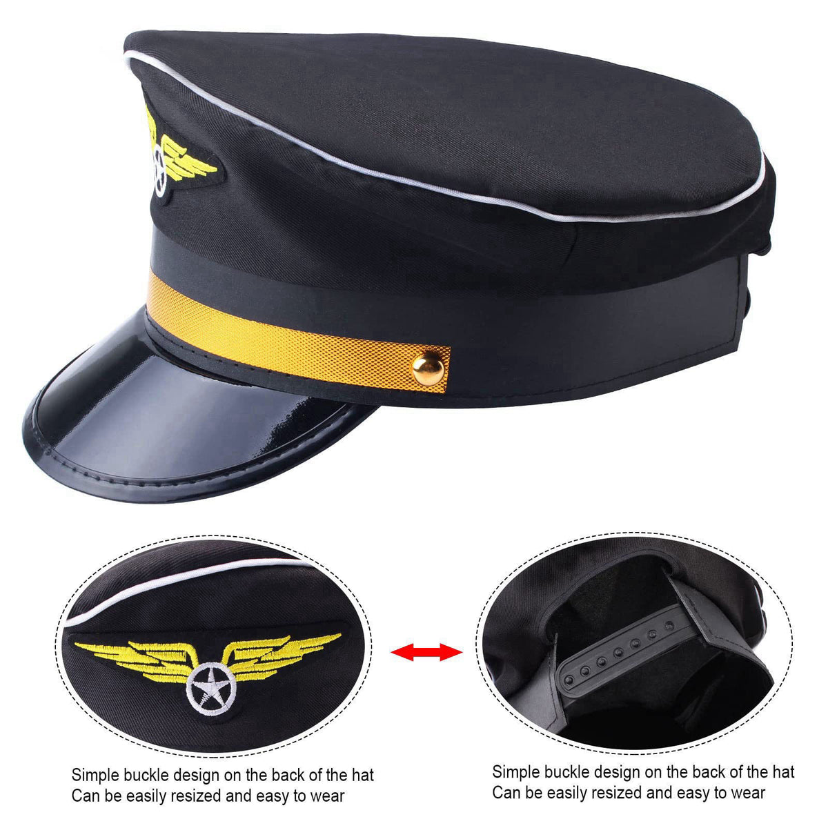 Yewong Airline Pilot Captain Hat Pilot Costume Accessory with Aviator Sunglasses for Adults and Teens Captain Halloween 