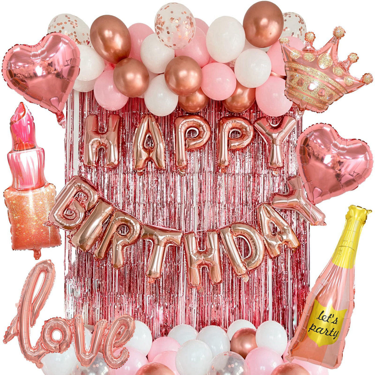 Vidal Crafts for a perfect party Vidal Crafts Pink Birthday Decorations – 71-Piece Happy Birthday Decorations with Latex