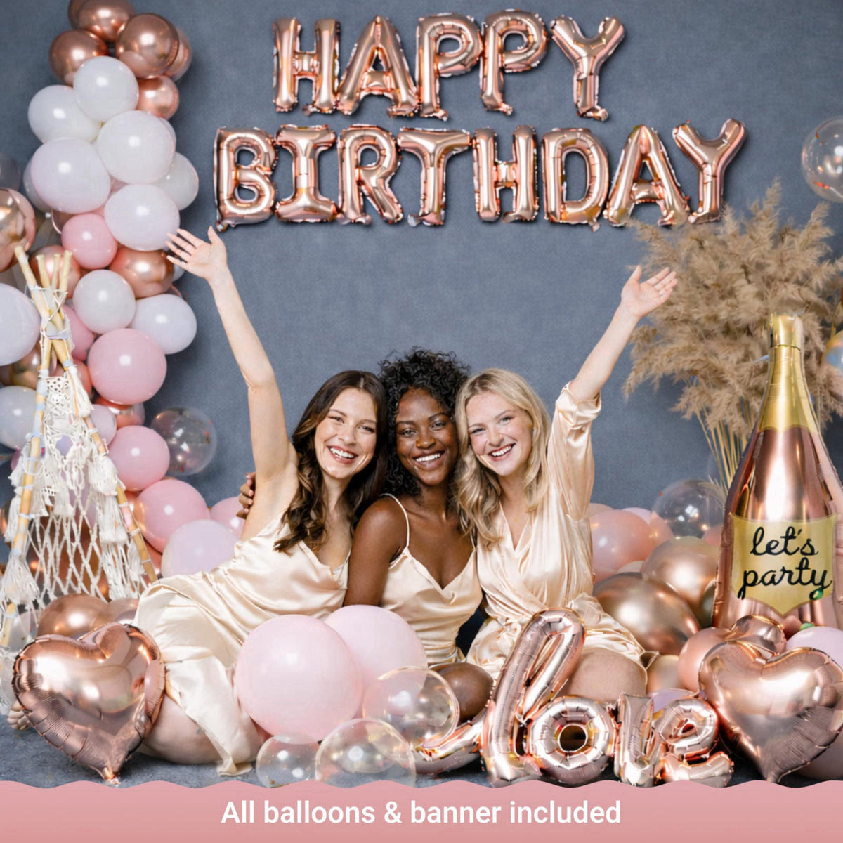 Vidal Crafts for a perfect party Vidal Crafts Pink Birthday Decorations – 71-Piece Happy Birthday Decorations with Latex