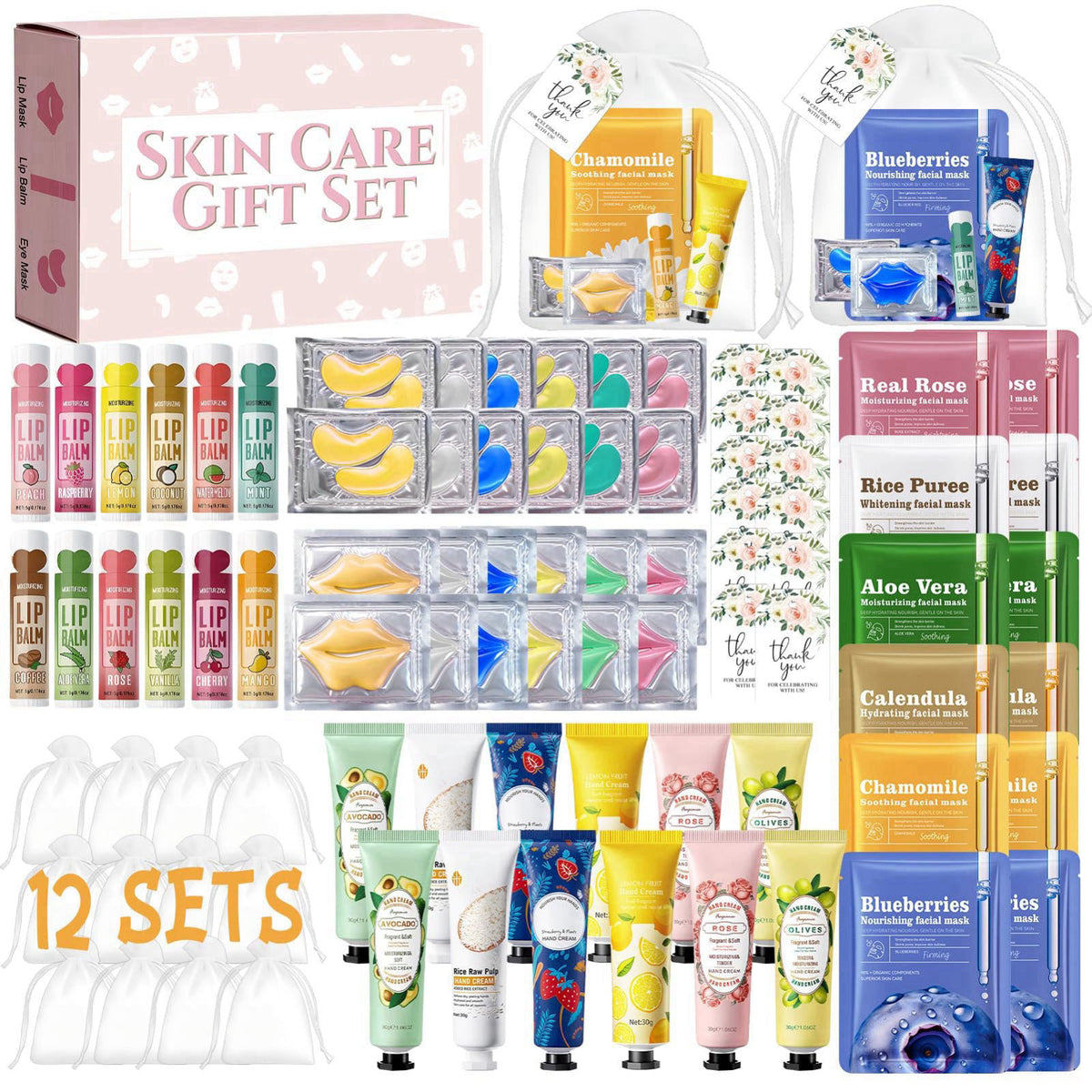 JAOJAO Christmas Lip Balm Bulk, Christmas Hand Cream with Organza Bag – product photo (Hand Creams &amp; Lotions)