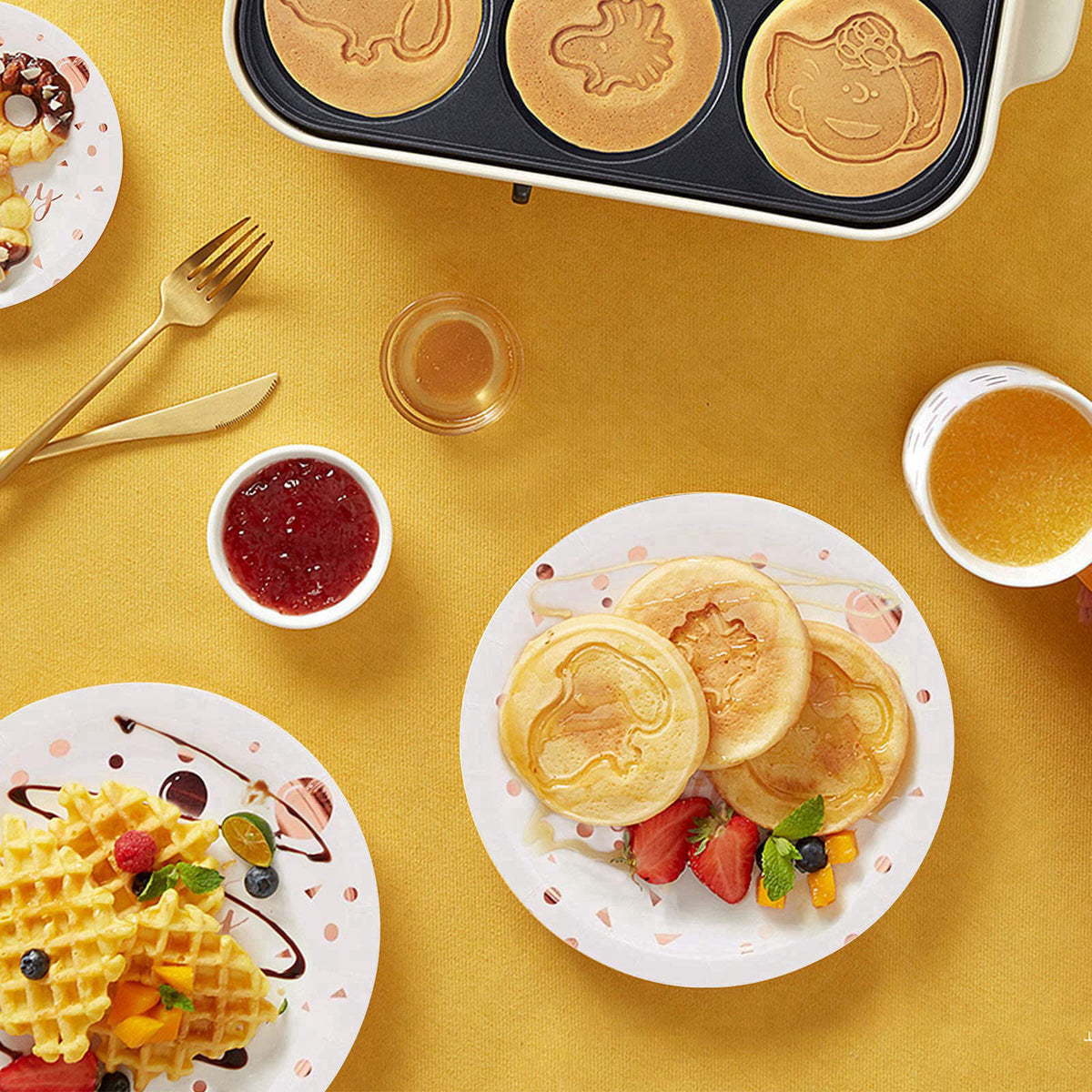 LIUGUSUN White & Rose Gold Party Supplies - Rose Gold Dots Happy Birthday Paper Plates and Napkins, Cups and Straws, Bir