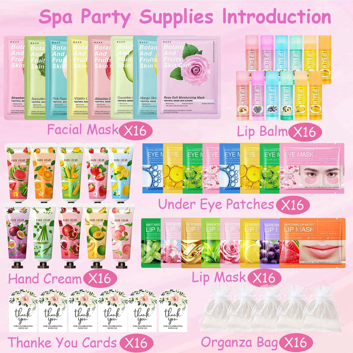 UYJ, 112 Pcs Spa Party Favors For Women,Spa Sleepover Party Supplies For Girls – close-up detail in Multicolor