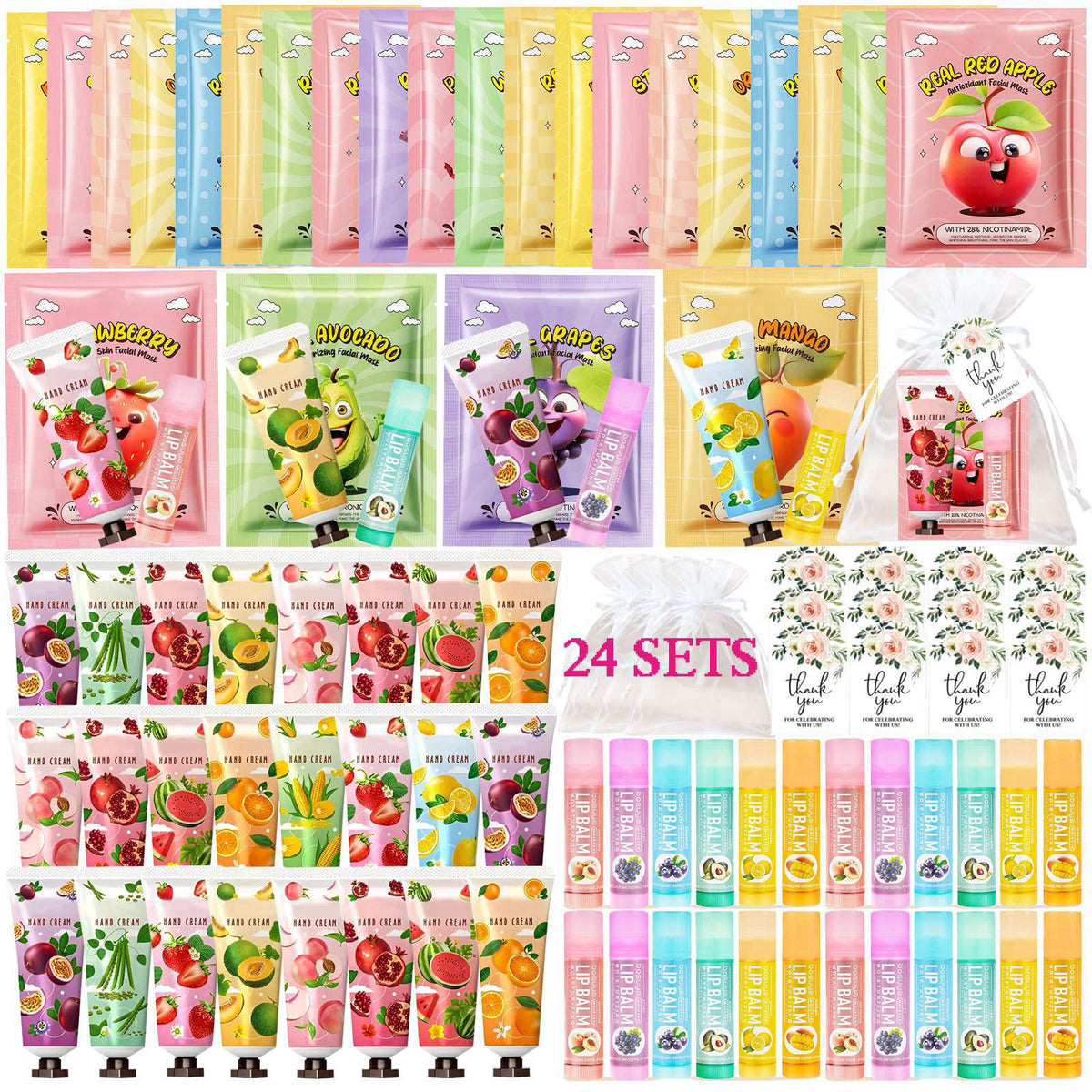 CKIVTNO 180 Pcs Spa Party Favors Bulk Eye Masks,Hand Cream Lip Balm Nail File Sets – product photo (Hand Creams &amp; Lo