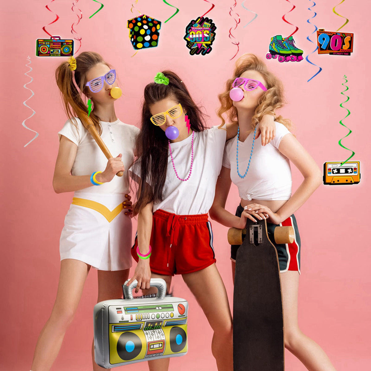 YAROMO 80s 90s Party Favors Birthday Supplies, Hip Hop Theme Gift Neon Earrings Glasses Gloves Necklace Slap Bracelet Ne