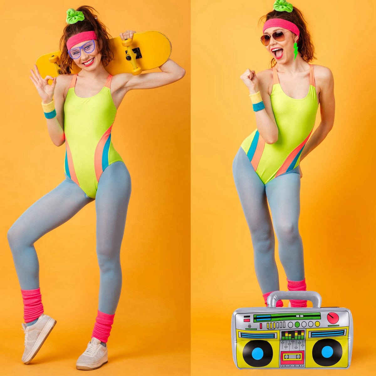 YAROMO 80s 90s Party Favors Birthday Supplies, Hip Hop Theme Gift Neon Earrings Glasses Gloves Necklace Slap Bracelet Ne