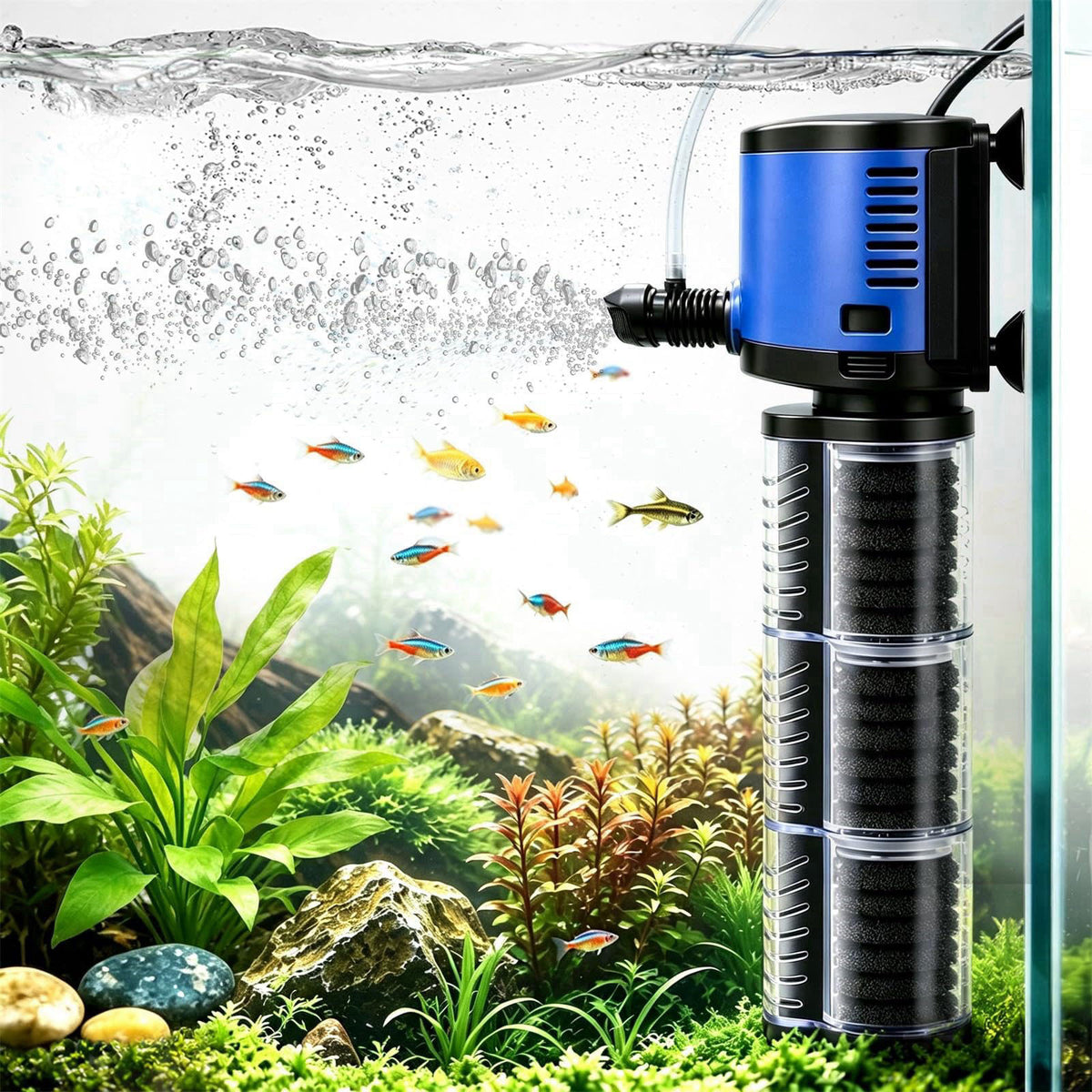 Three seconds Aquarium Filter, 265GPH 14W Internal Modular Fish Tank Filter – product photo (Filters)