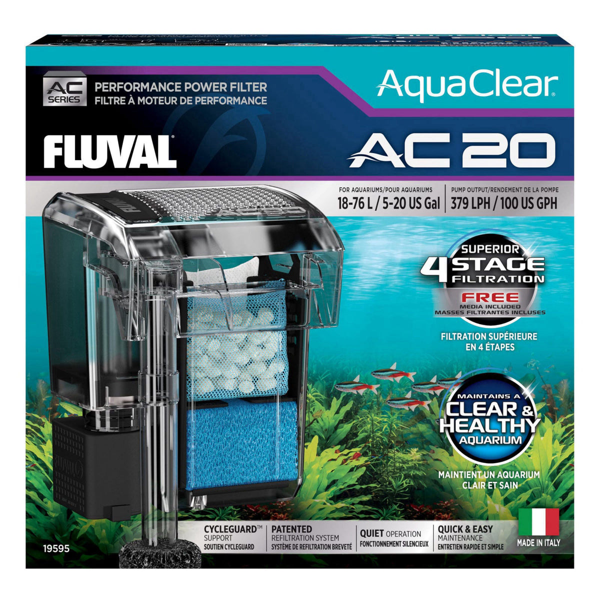 AC20 Power Filter, 5-20 US Gal / 18-76 L - Fluval USA – Up to 70 gal Up to 20 gal Up to 30 gal Up to 50 gal Up to 110 ga