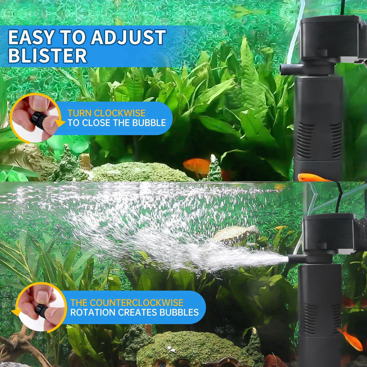coospider-repta Aquarium Filter for 55-150 Gallons Tank, Internal Fish Tank Filter, Powerful Pump Submersible for Large 