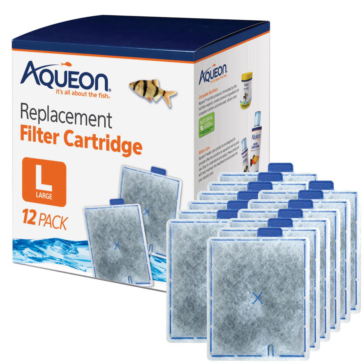 Aqueon Replacement Filter Cartridges, Fish Filters, Large - 12 Pack