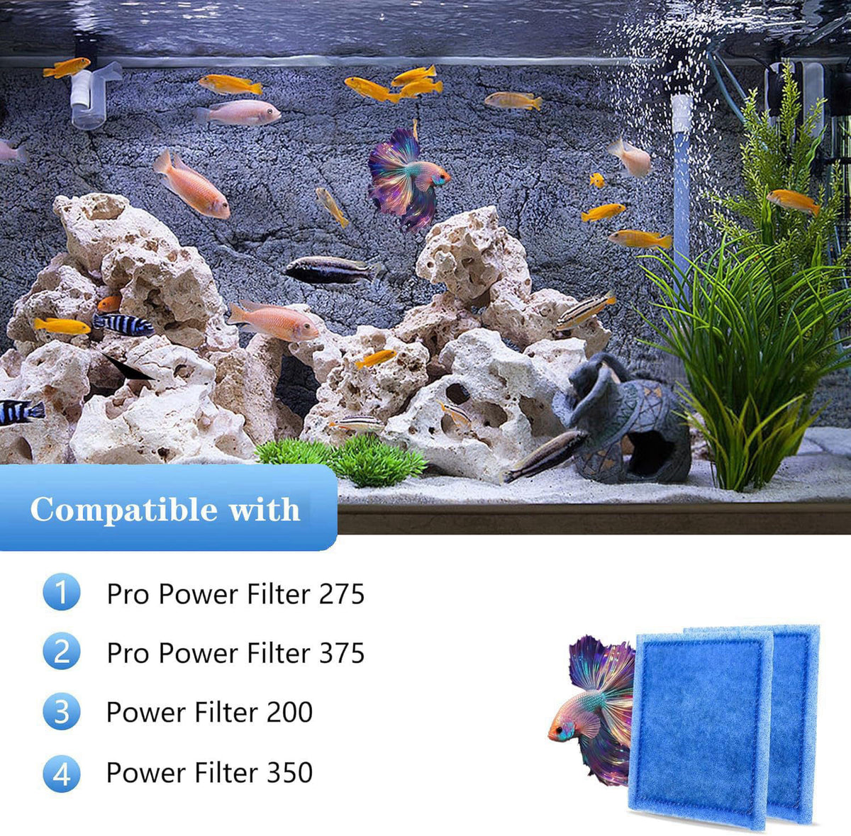 pewyoke Aquarium Filter Cartridge 16 Pack Rite-Size C Filter Replacement Cartridges – packaging and label