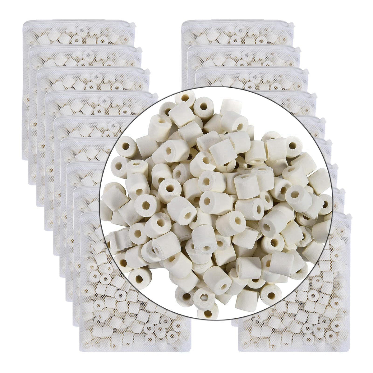 JIHAQUA Aquarium Bio Ceramic Rings 10 lbs Filter Media for Pond Fish Tank – full view, size 10 lbs
